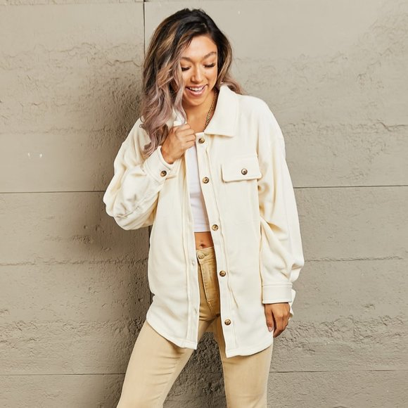 Heimish Cozy Girl Full Size Button Down Shacket - Picture 4 of 10